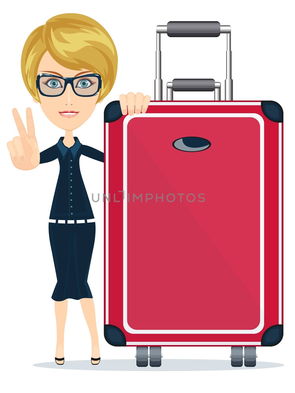 Businesswoman or manager traveling with a suitcase . by alekseiveprev