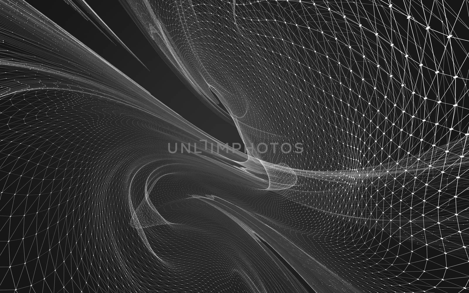 Abstract polygonal space low poly dark background with connecting dots and lines. Connection structure. 3d rendering