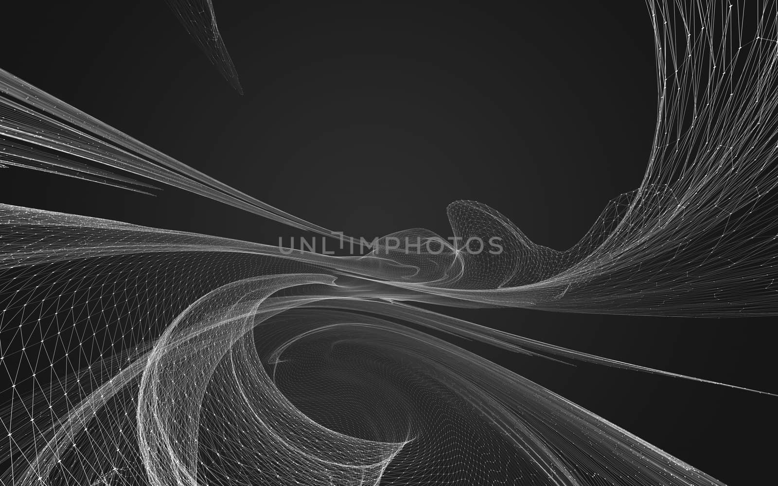 Abstract polygonal space low poly dark background with connecting dots and lines. Connection structure. 3d rendering