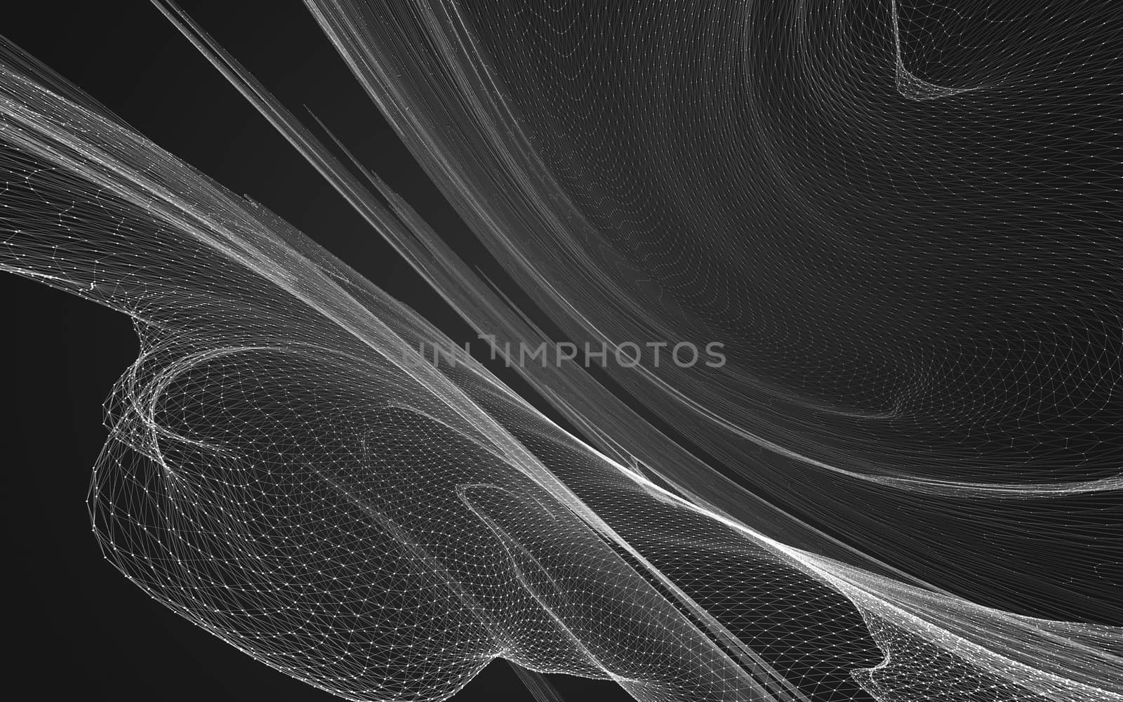 Abstract polygonal space low poly dark background with connecting dots and lines. Connection structure. 3d rendering