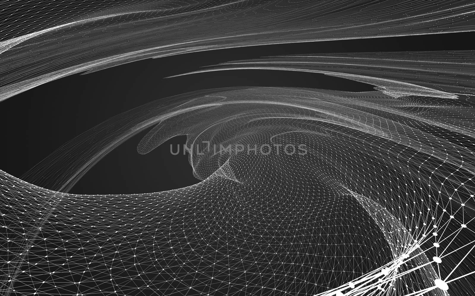 Abstract polygonal space low poly dark background with connecting dots and lines. Connection structure. 3d rendering