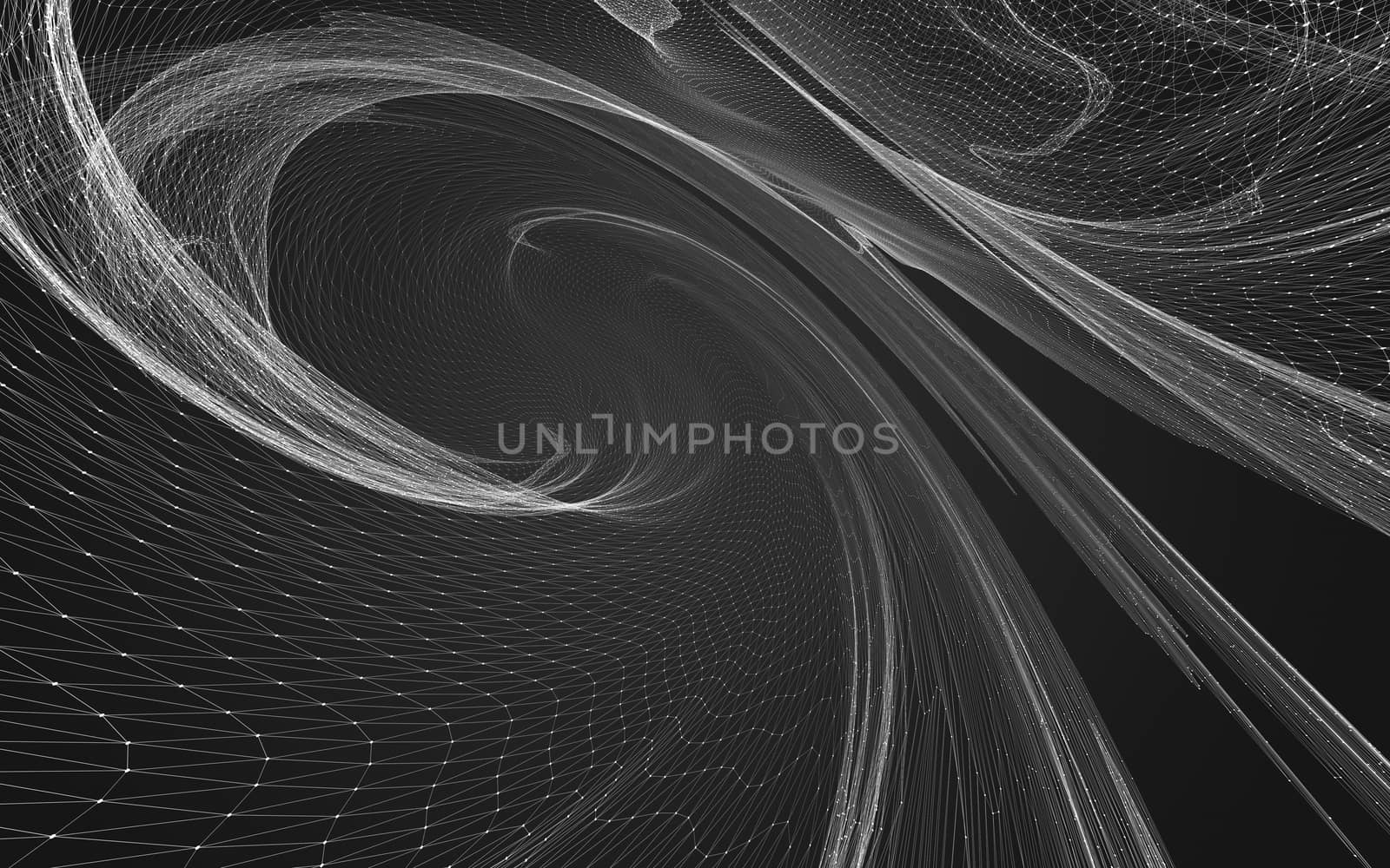 Abstract polygonal space low poly dark background with connecting dots and lines. Connection structure. 3d rendering