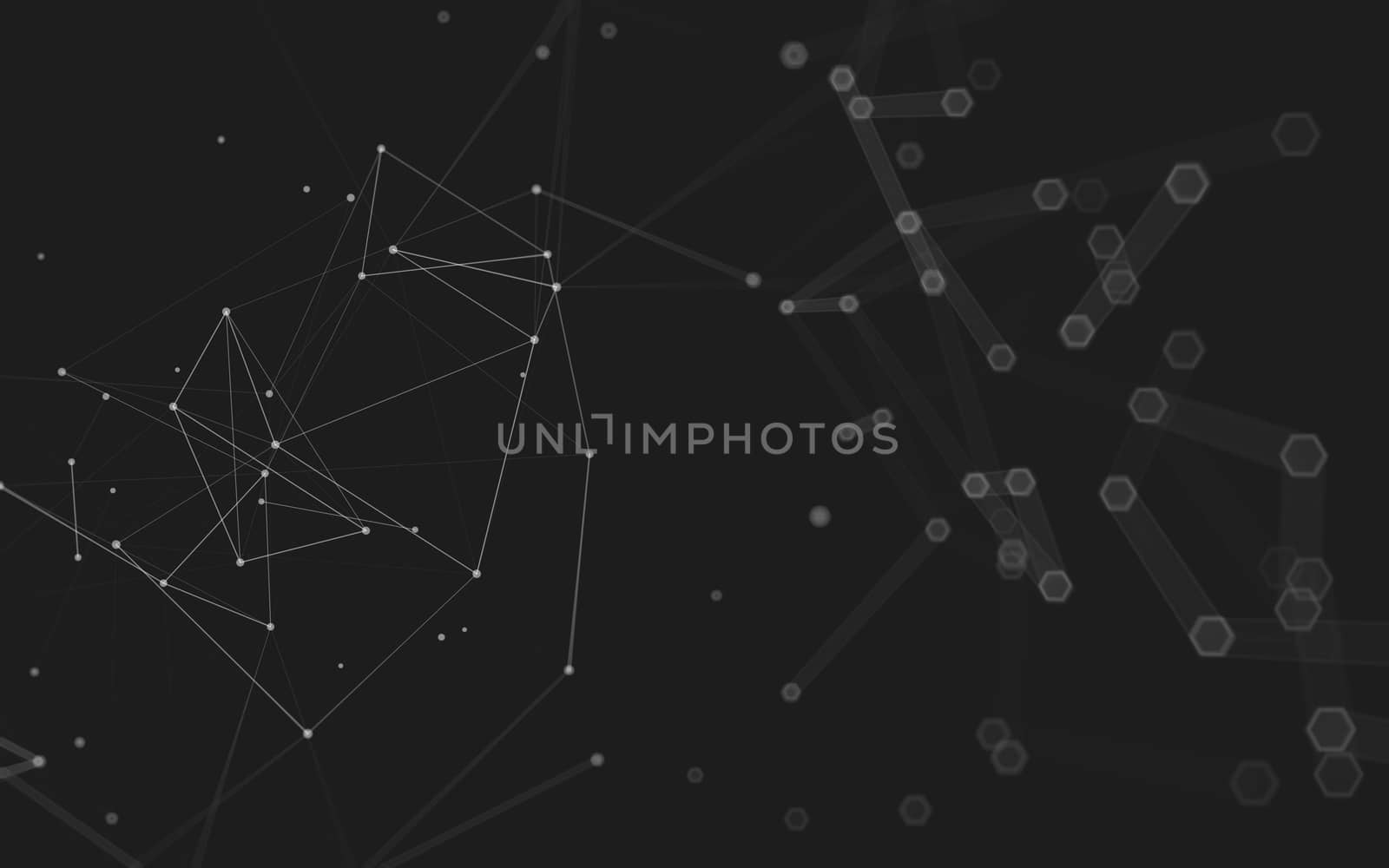 Abstract polygonal space low poly dark background with connecting dots and lines. Connection structure. 3d rendering