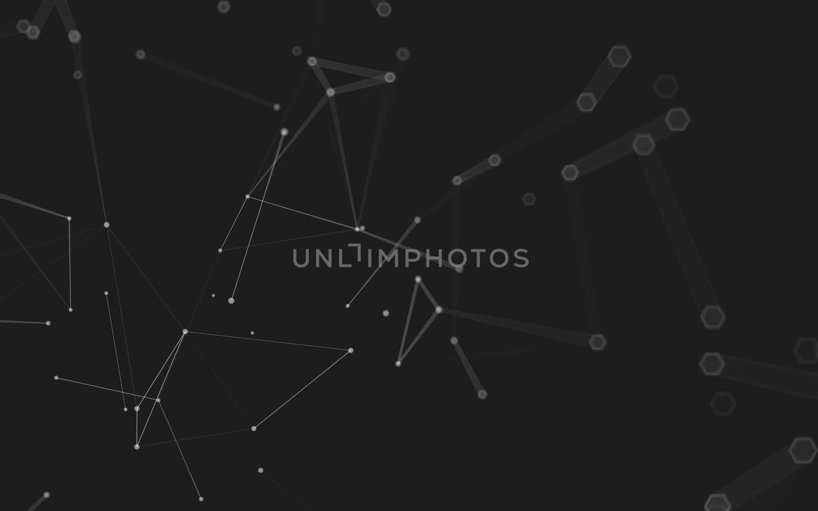 Abstract polygonal space low poly dark background with connecting dots and lines. Connection structure. 3d rendering