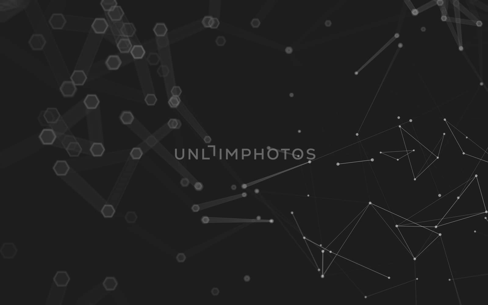 Abstract polygonal space low poly dark background with connecting dots and lines. Connection structure. 3d rendering