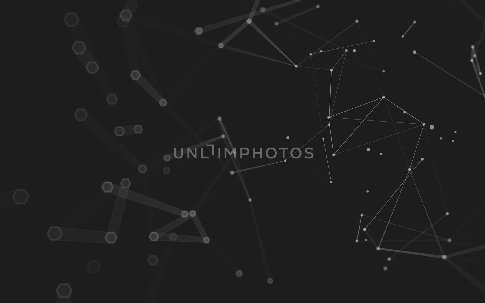 Abstract polygonal space low poly dark background with connecting dots and lines. Connection structure. 3d rendering