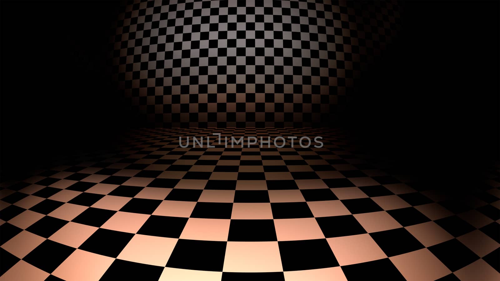 Empty interior with checkered metallic floor by ankarb