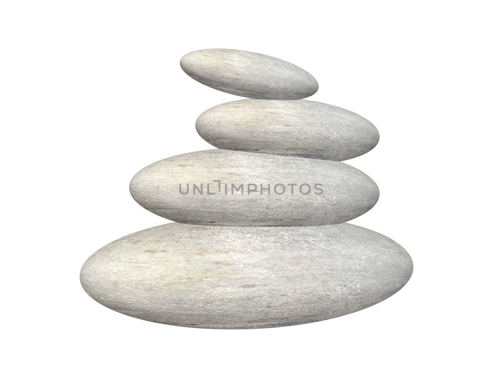 Zen stones balance isolated in white background - 3D render