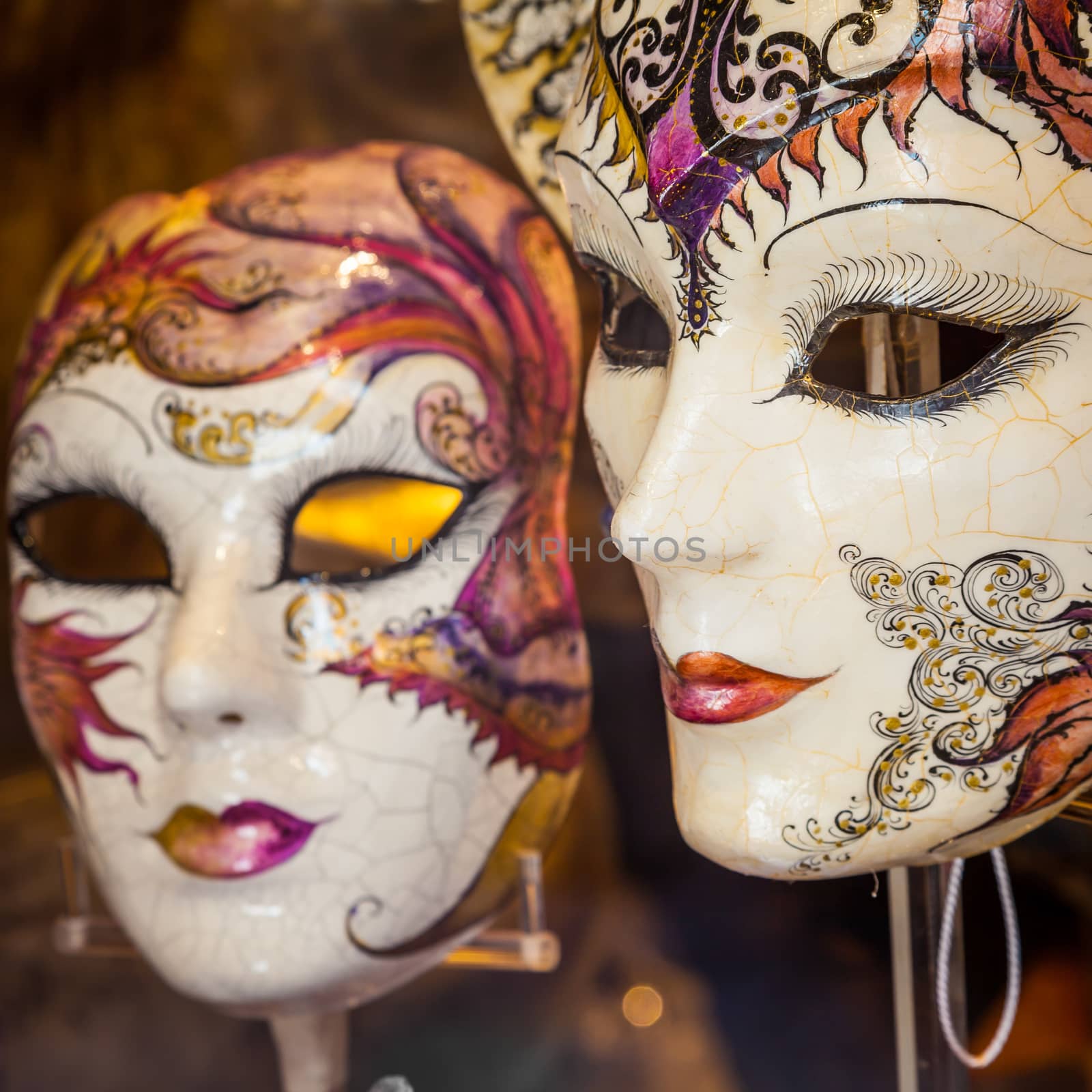Venice, Italy. Detail of an original and traditional venetian mask.