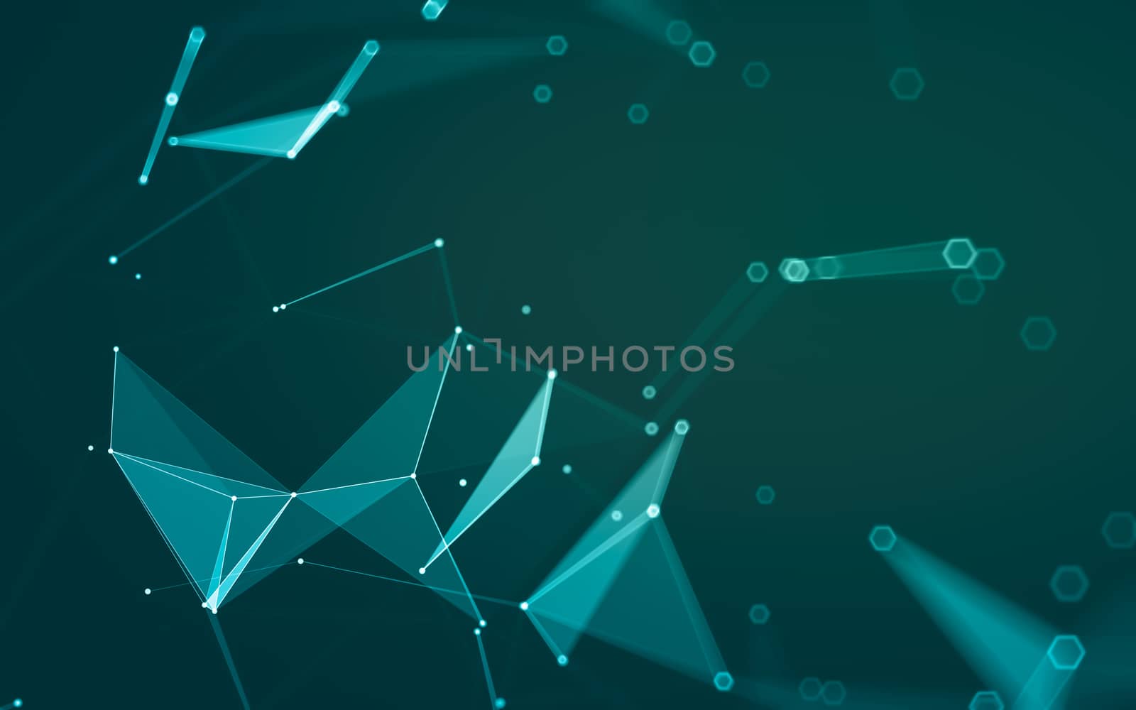 Abstract polygonal space low poly dark background with connecting dots and lines. Connection structure. 3d rendering