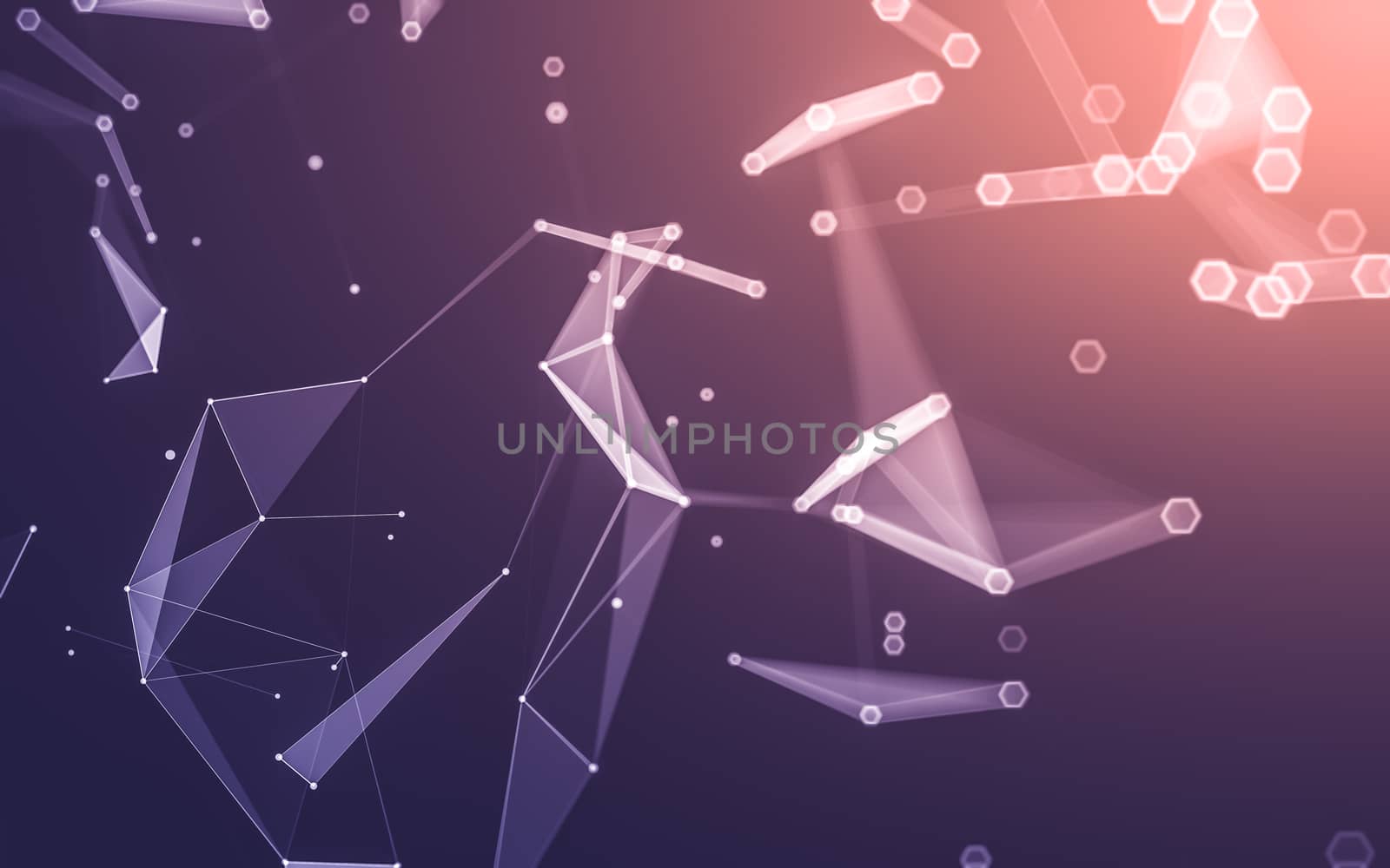 Abstract polygonal space low poly dark background with connecting dots and lines. Connection structure. 3d rendering