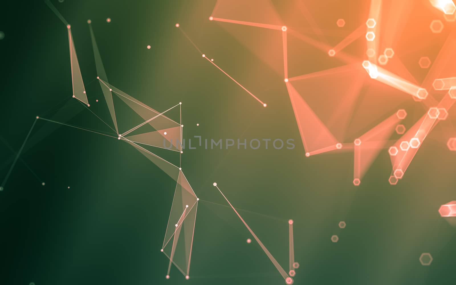 Abstract polygonal space low poly dark background with connecting dots and lines. Connection structure. 3d rendering