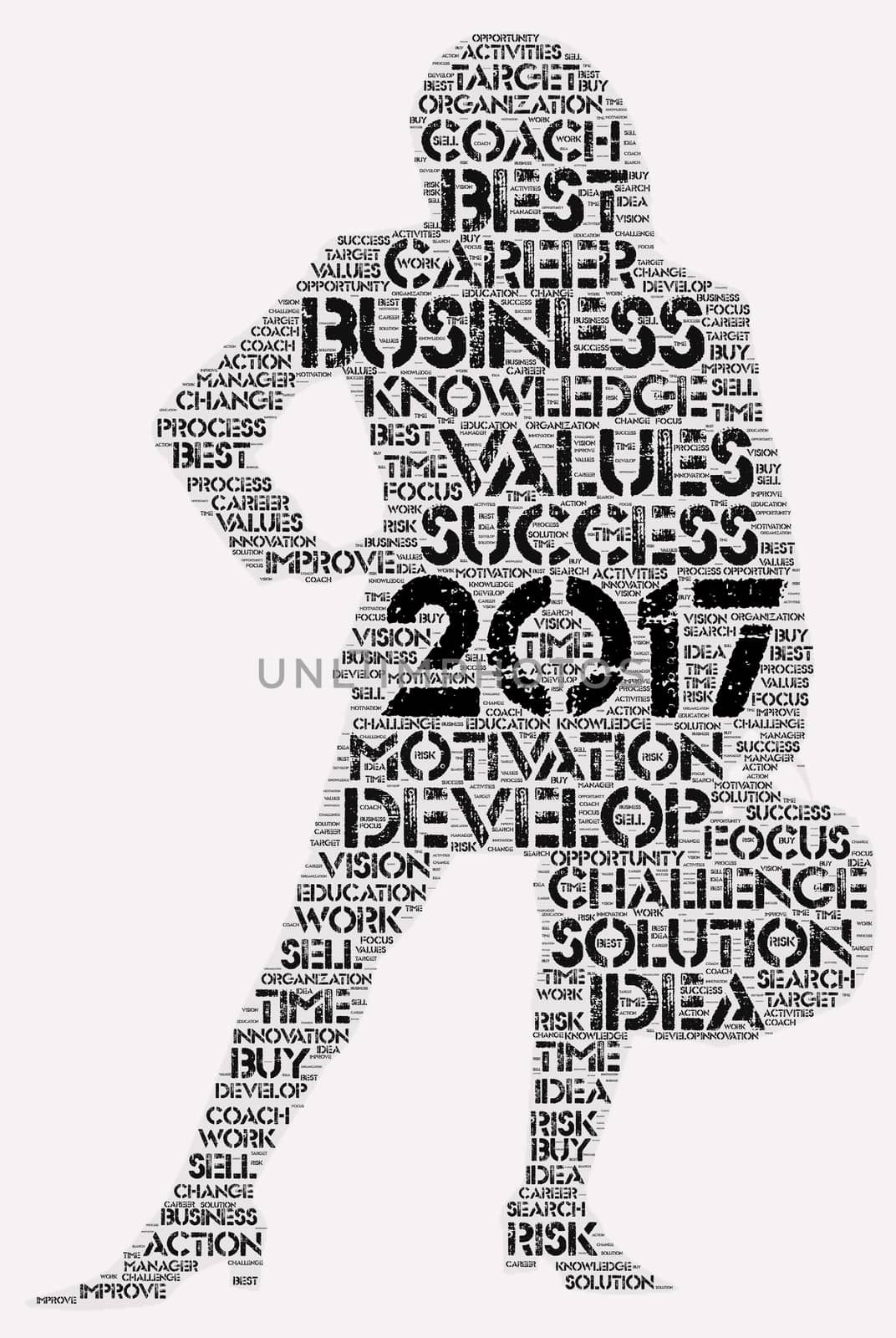 Business 2017 word cloud concept in shape business woman