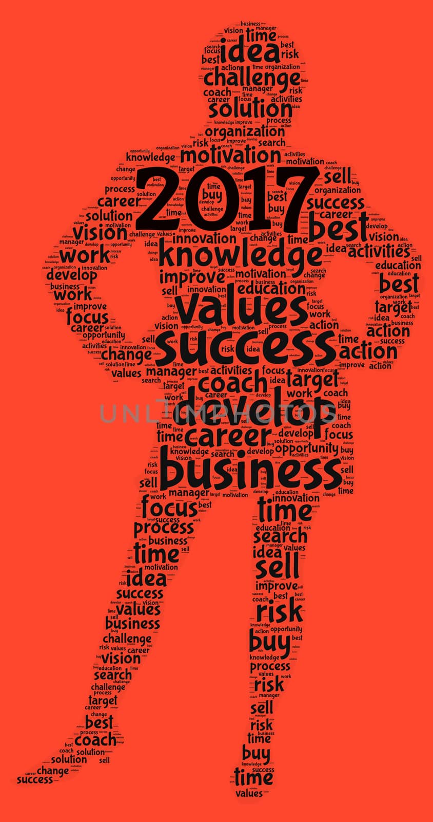 Business 2017 word cloud concept in shape business woman