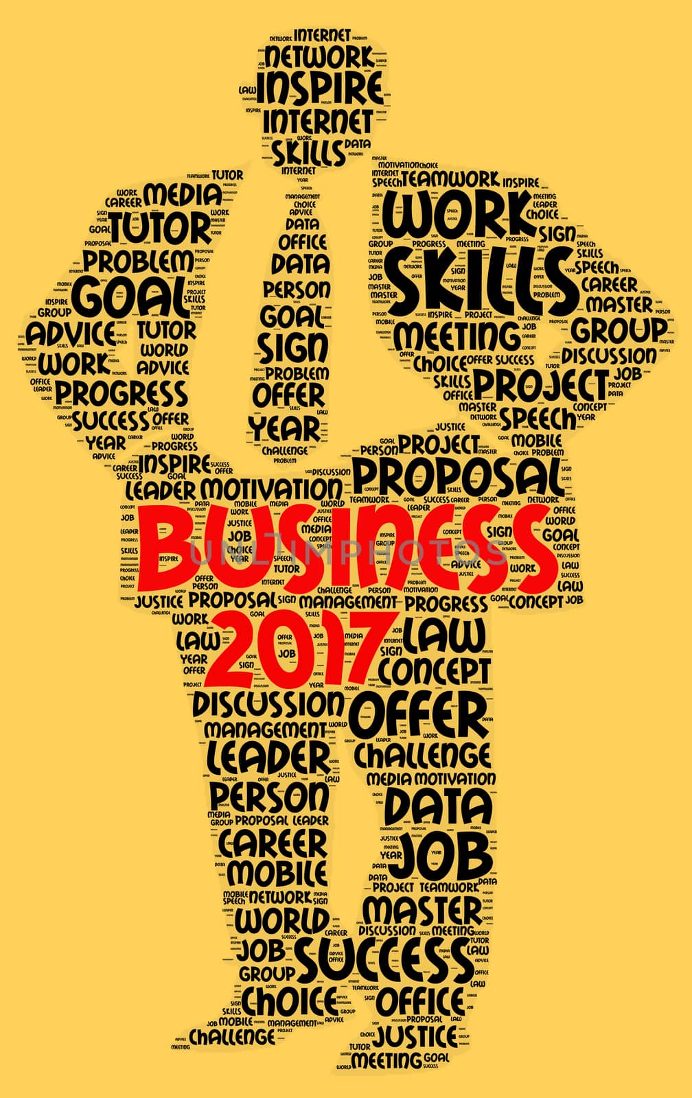 Business 2017 word cloud concept in shape business man