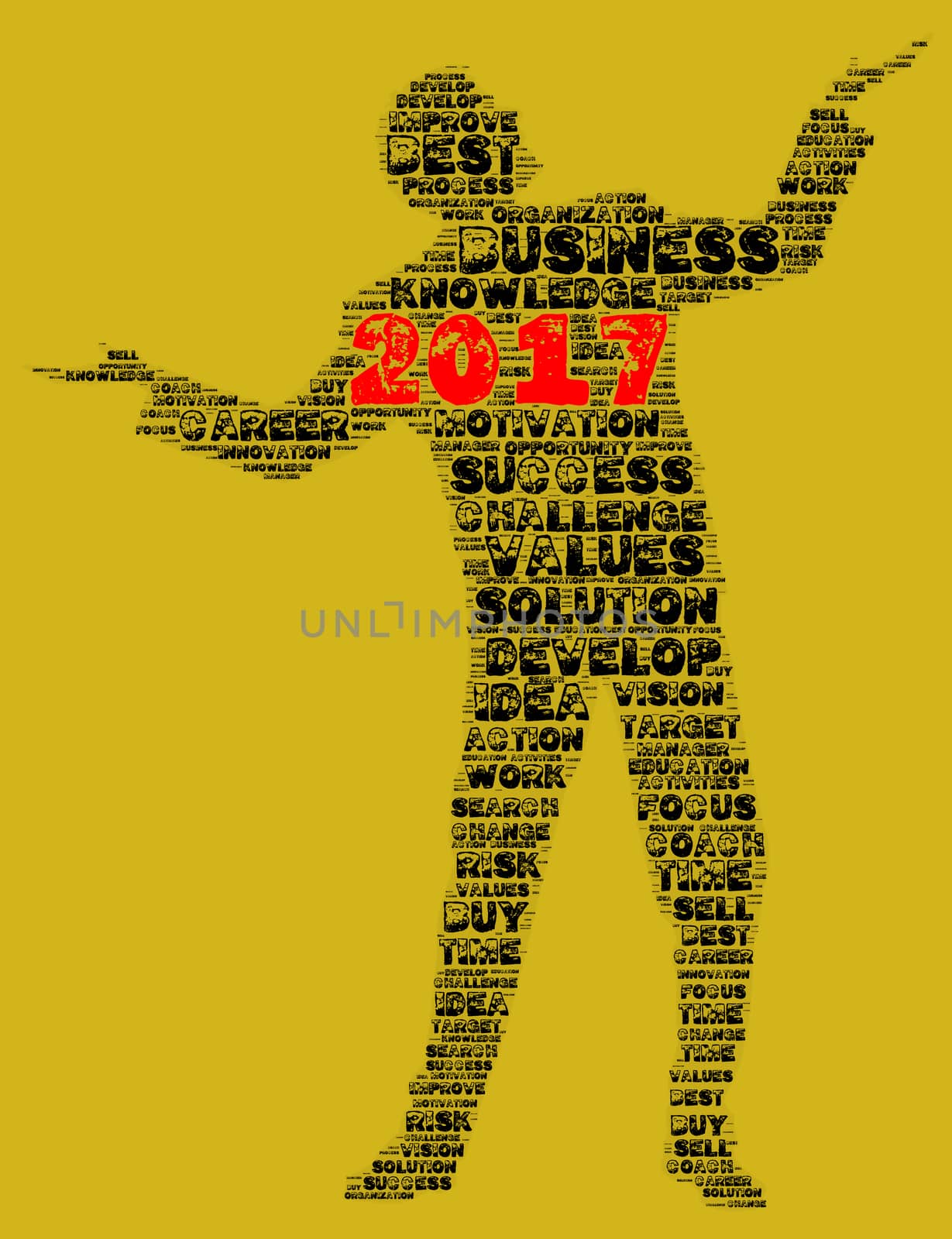 Business 2017 word cloud concept in shape business man