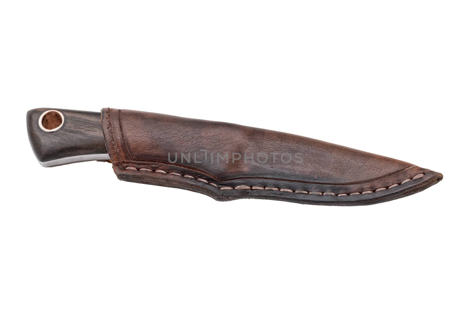 Hand-forged knife isolated on a white background