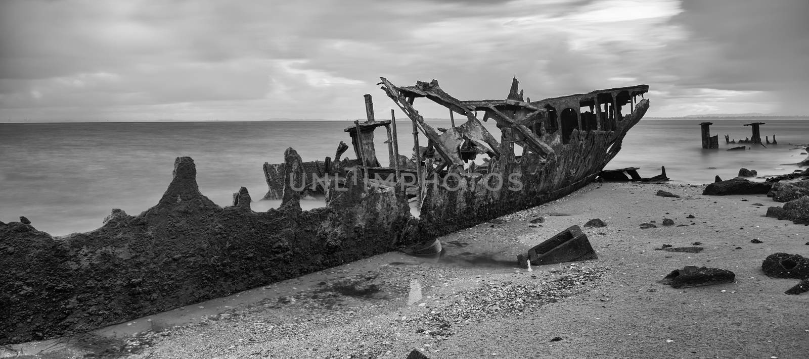 Black and white. Shipwrecked HMQS Gayundah by artistrobd