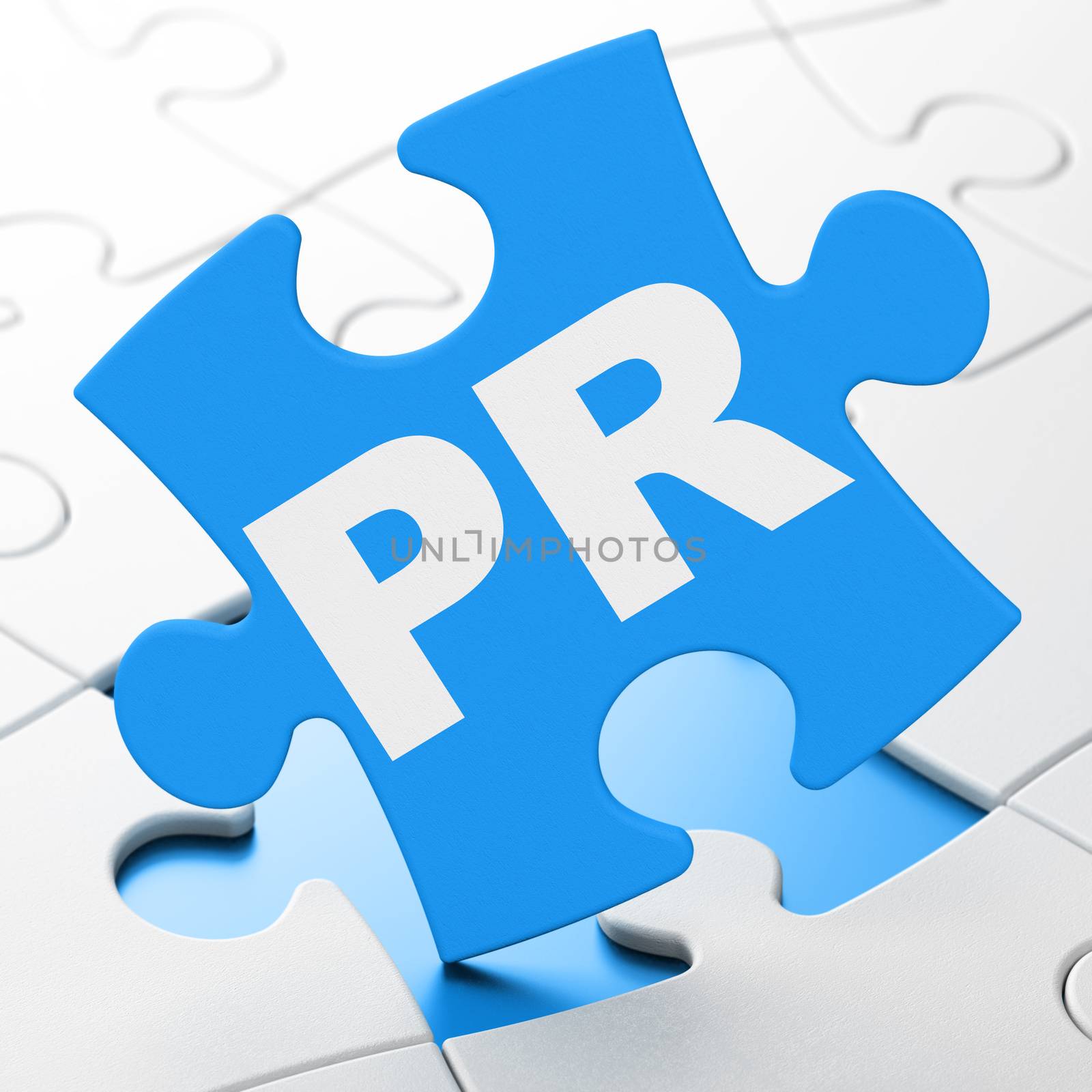 Advertising concept: PR on puzzle background by maxkabakov