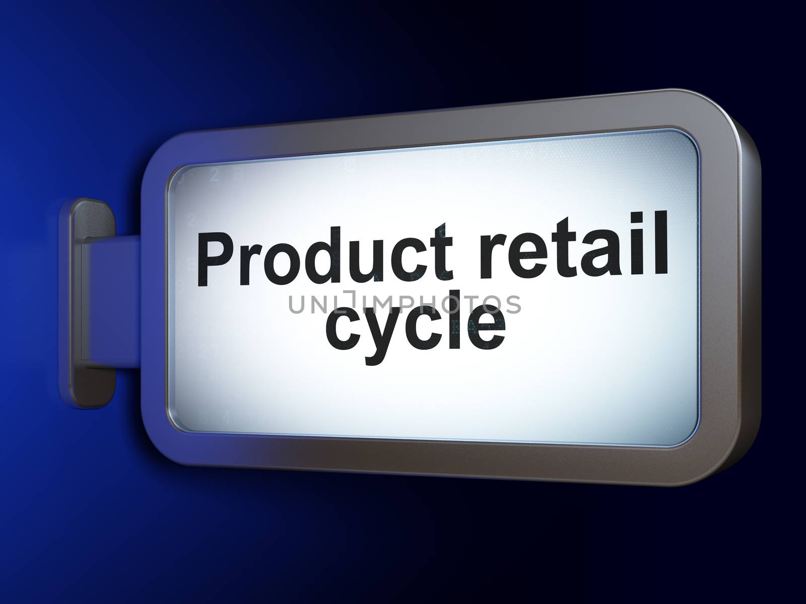 Marketing concept: Product retail Cycle on advertising billboard background, 3D rendering