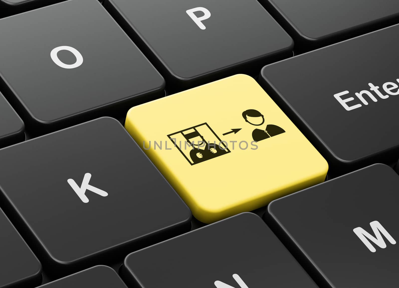 Law concept: computer keyboard with Criminal Freed icon on enter button background, 3D rendering