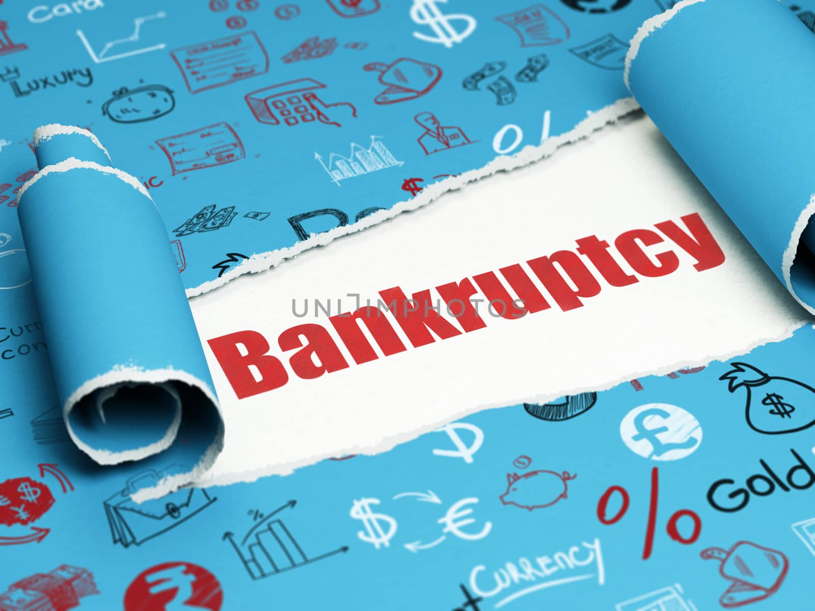 Money concept: red text Bankruptcy under the piece of  torn paper by maxkabakov