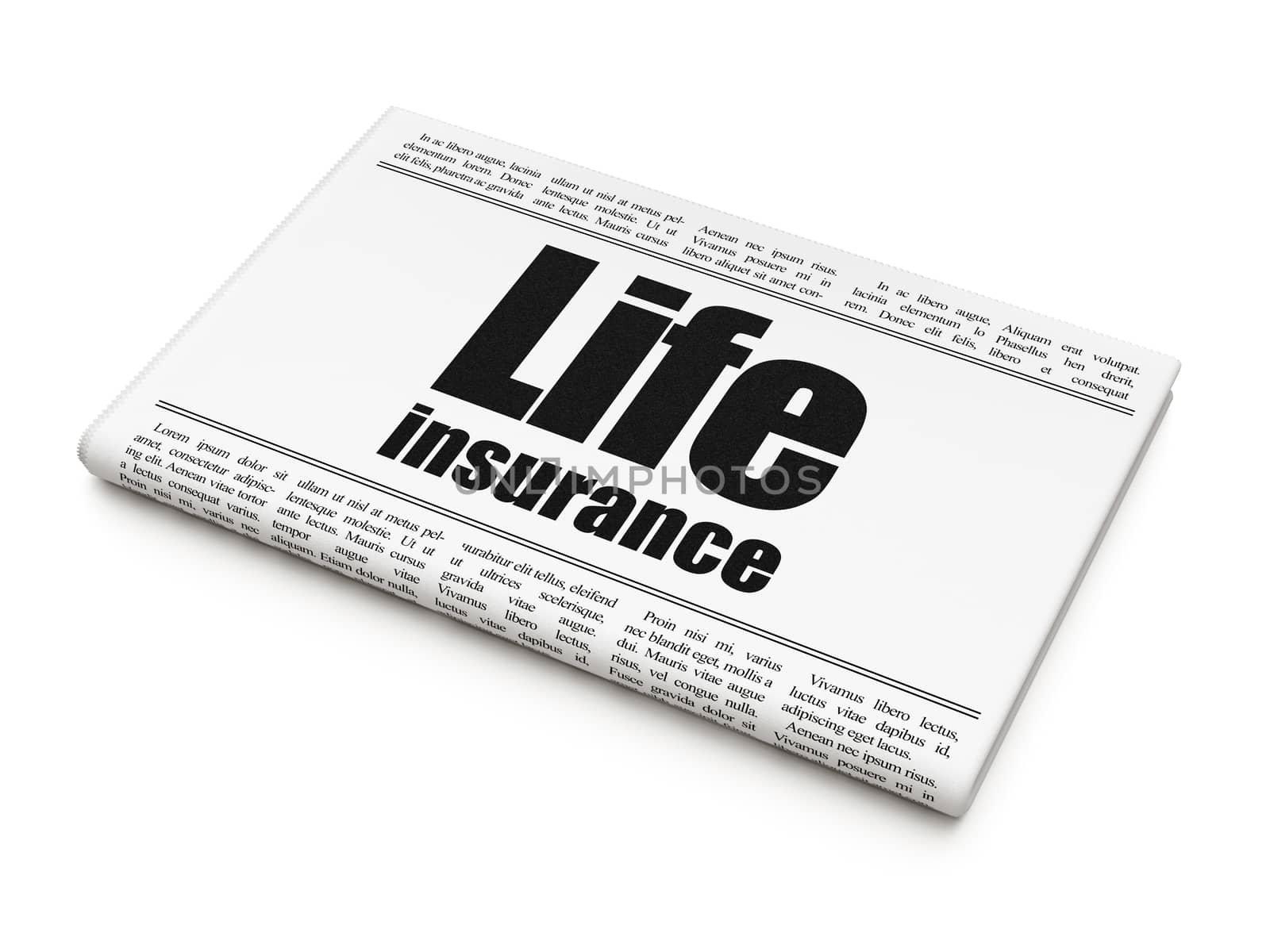 Insurance concept: newspaper headline Life Insurance by maxkabakov