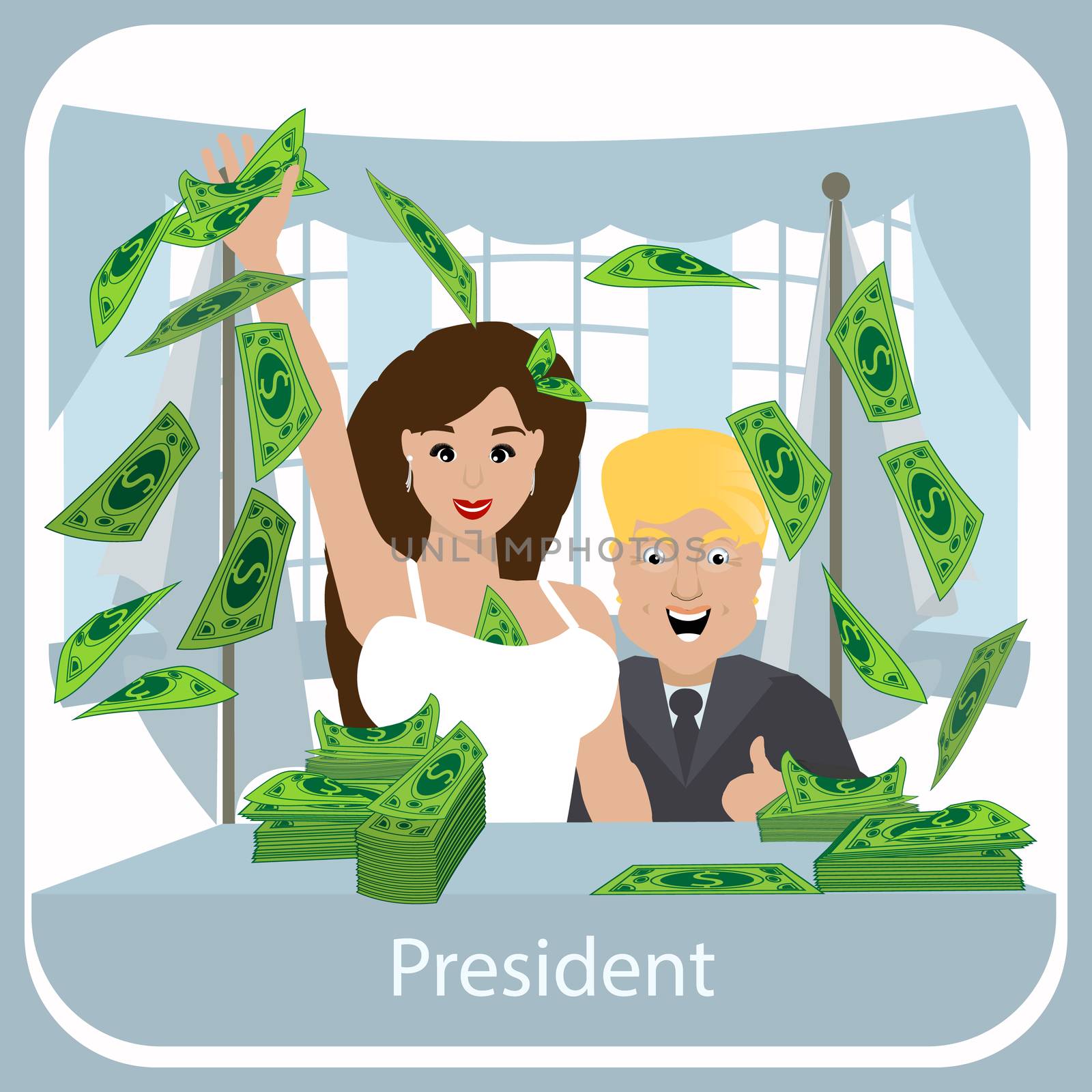 Donald Trump with his wife girlfriend. many dollar by xenium