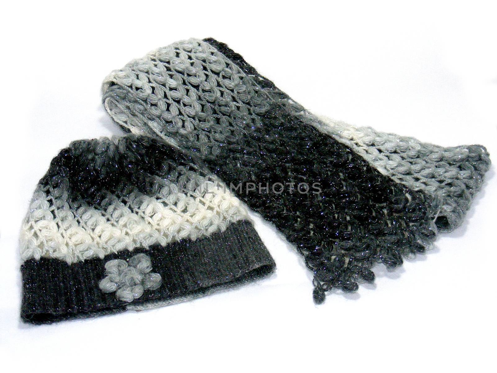 hand knitted beanie hat and scarf pictures