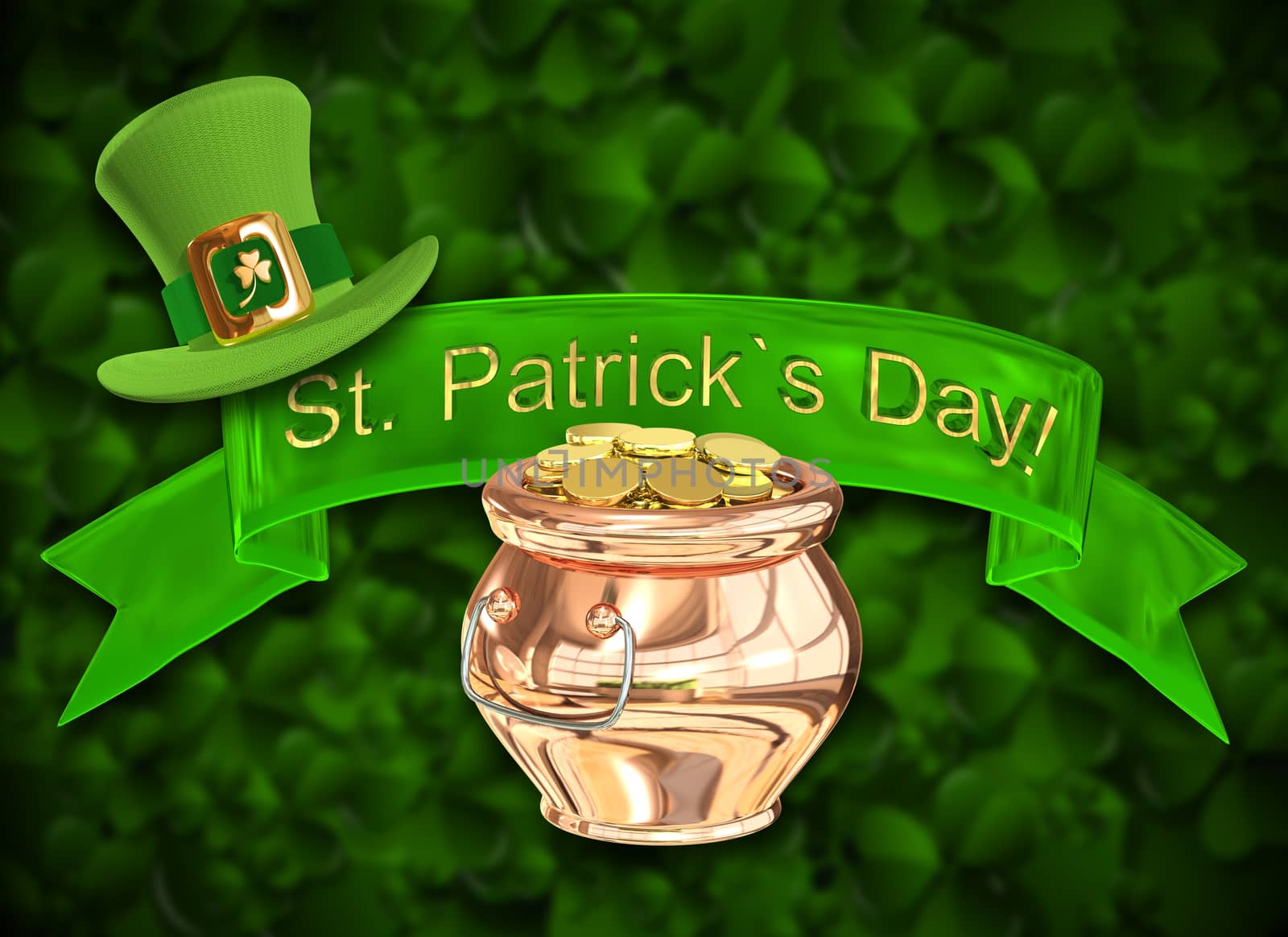 3D Illustration of a Pot of Gold by brux