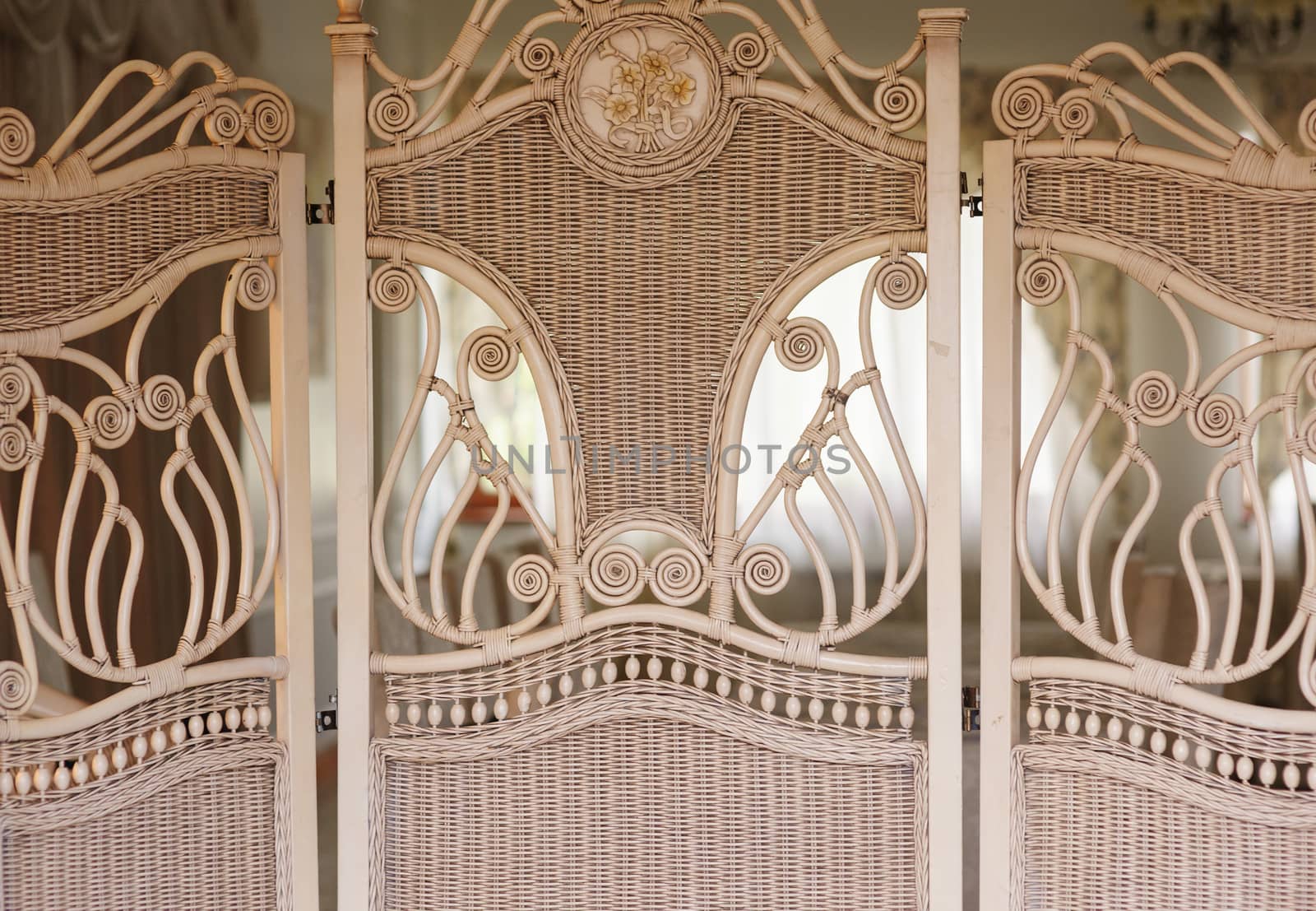 Vintage wooden partition in the Hall of hotel