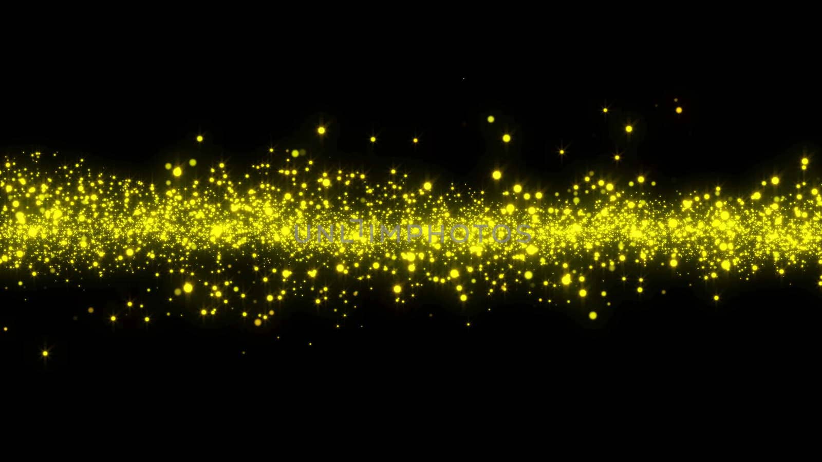 Particle background. Glow gold element with black background