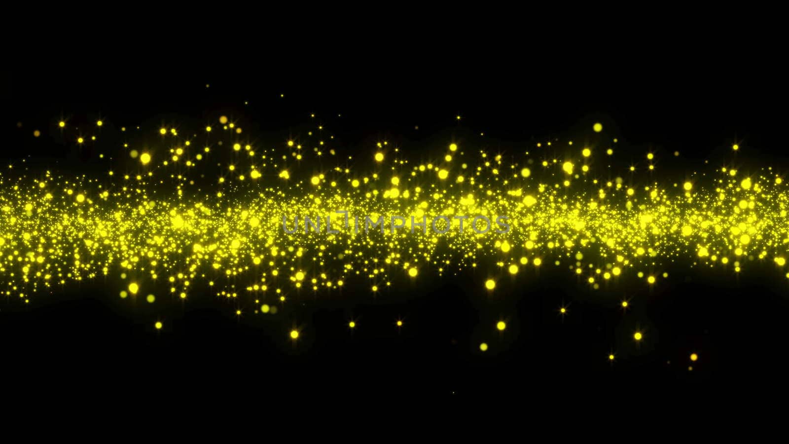 Particle background. Glow gold element with black background