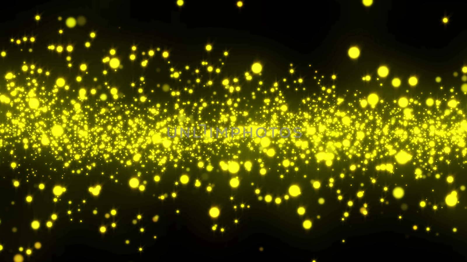 Particle background. Glow gold element with black background