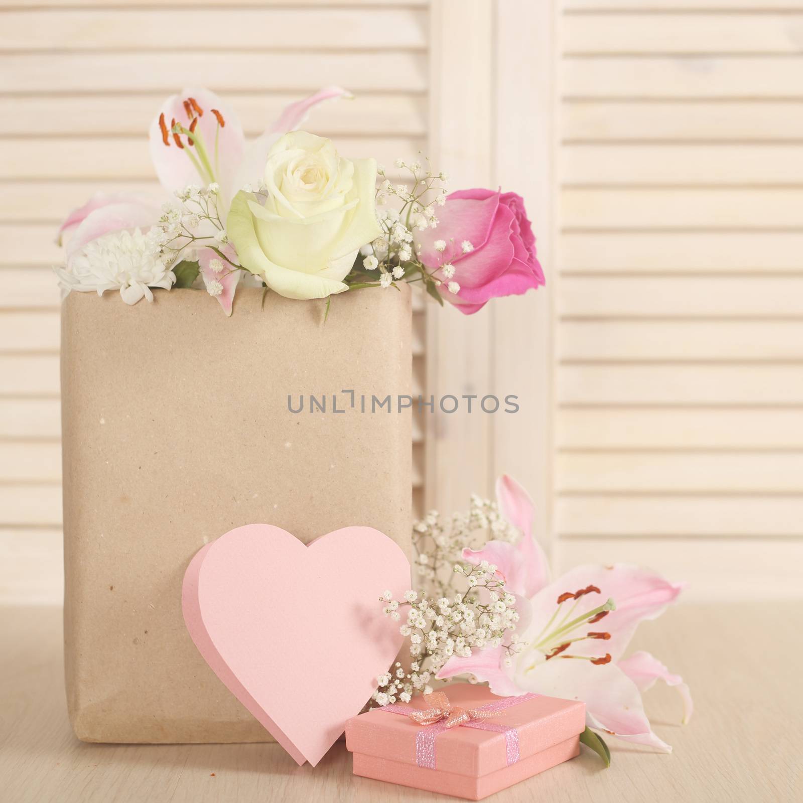 Valentine card and flowers by destillat