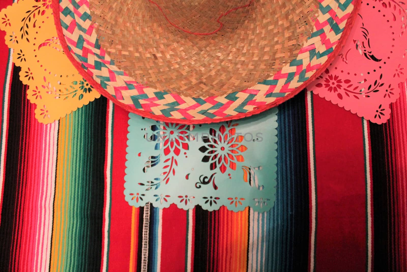 Mexico poncho sombrero skull background fiesta cinco de mayo decoration bunting flags