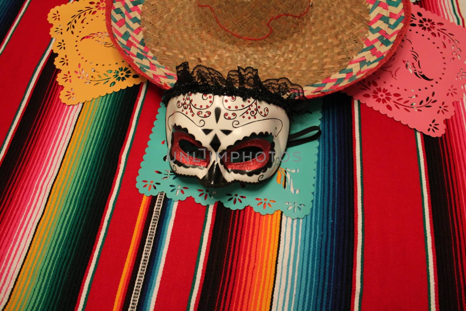 Mexico poncho sombrero skull background fiesta cinco de mayo  by cheekylorns