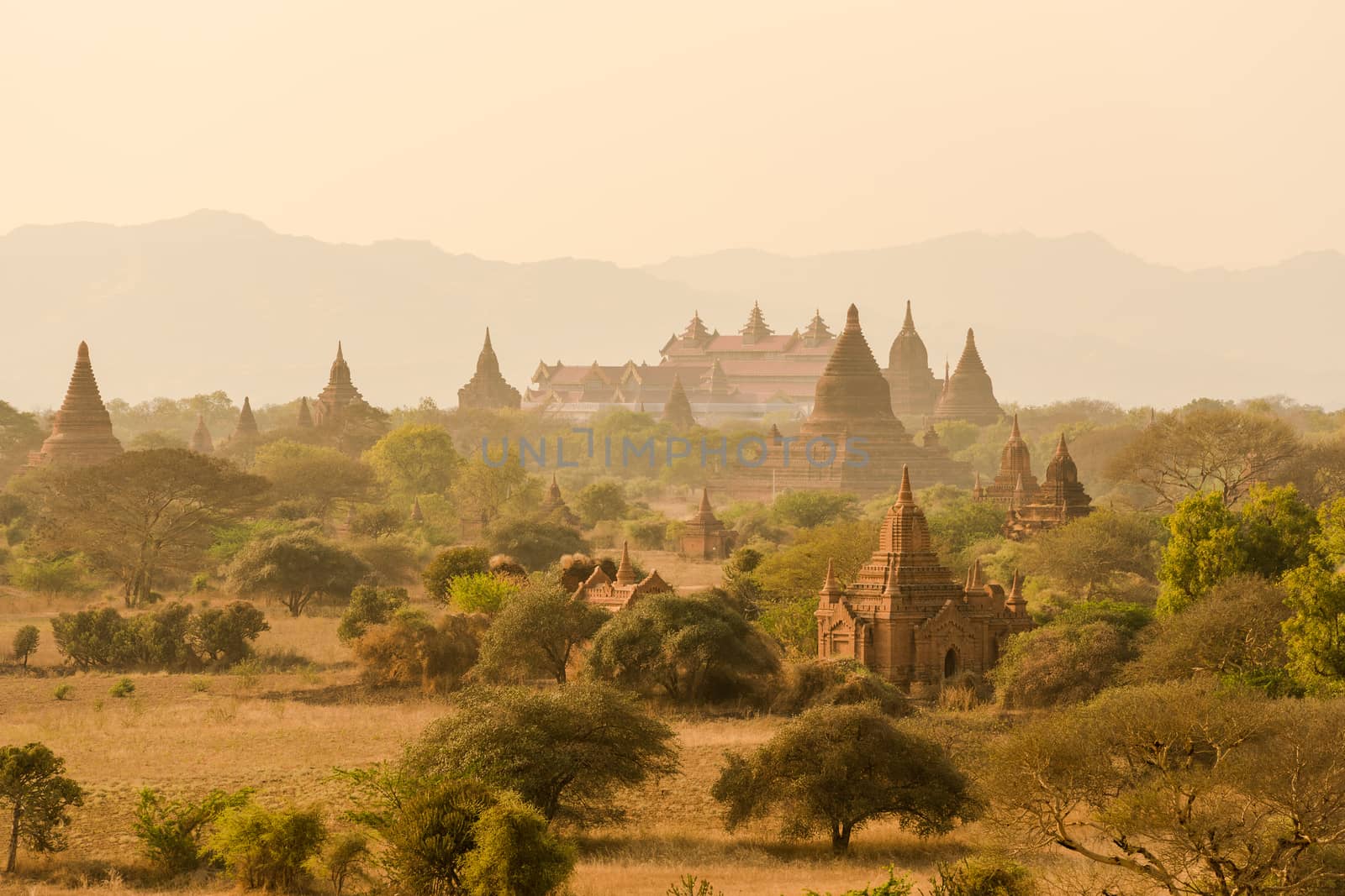 Pagoda landscape the plain of Bagan , Myanmar