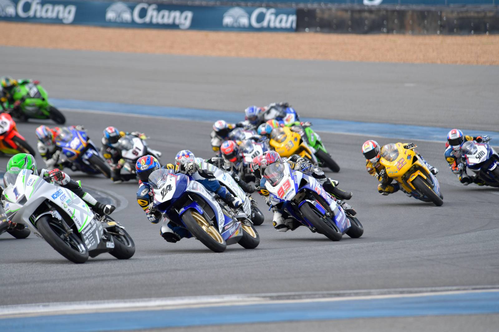 BURIRAM - DECEMBER 4 : Racing motorcycle of Asia Production 250cc. in Asia Road Racing Championship 2016 Round 6 at Chang International Racing Circuit on December 4, 2016, Buriram, Thailand.