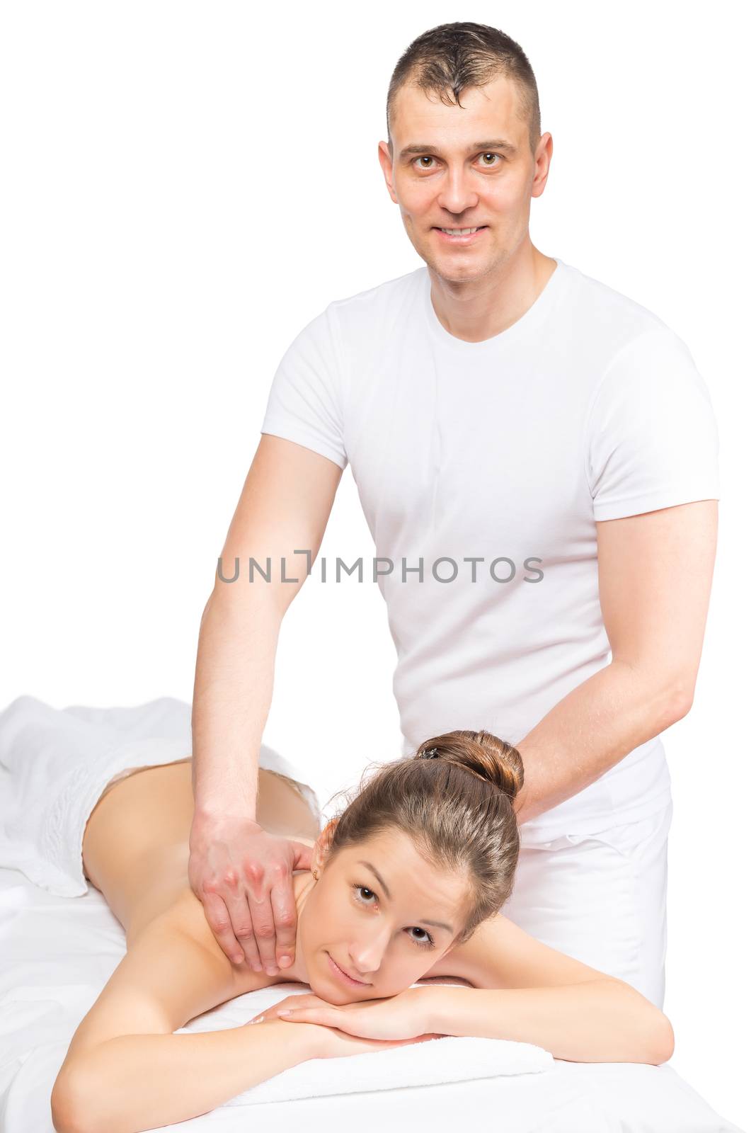 Relax during a classic massage the back, in the studio shooting