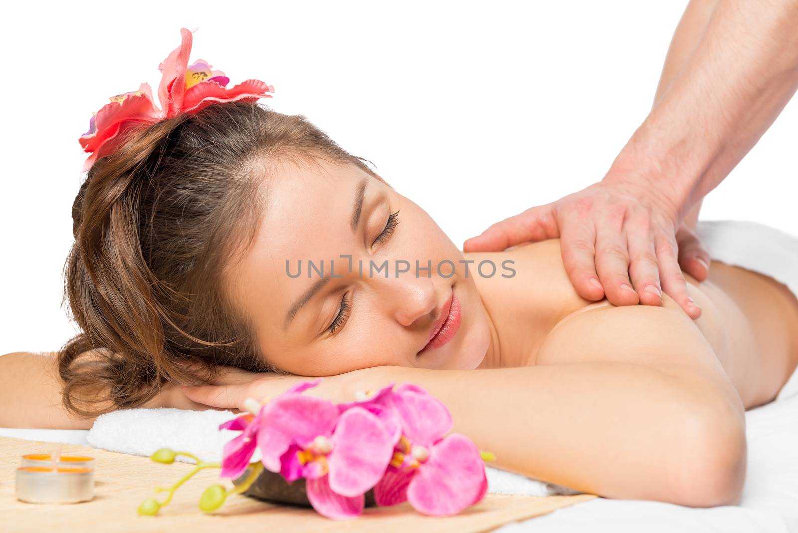 woman enjoying a massage and spa care