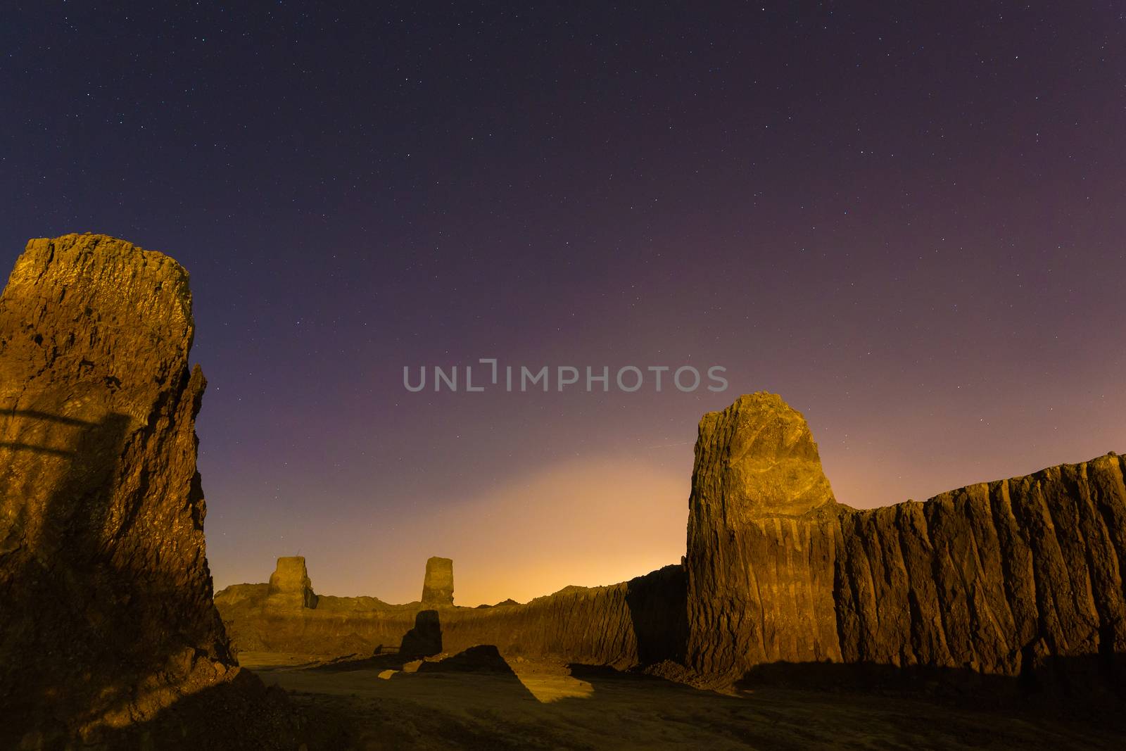 landscape desert night and the starry sky