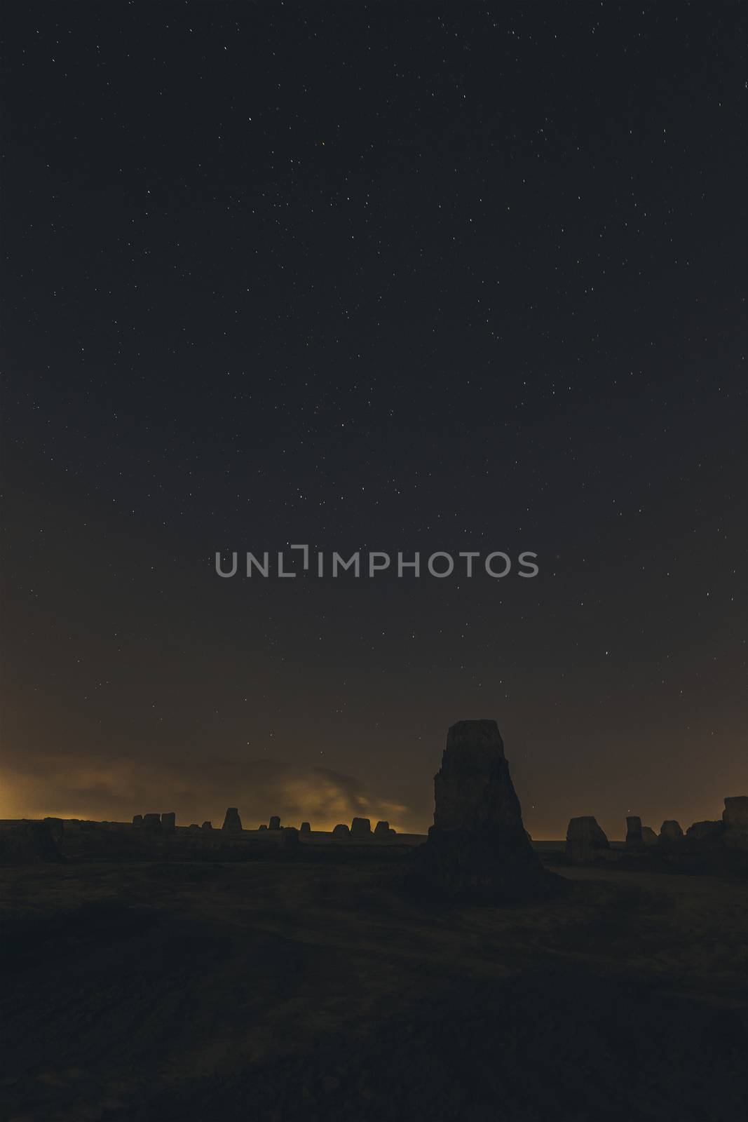 landscape desert night and the starry sky