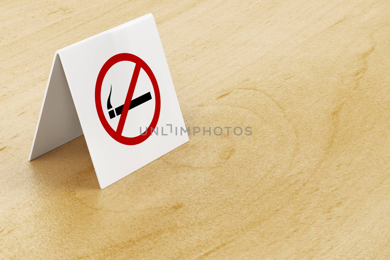 No smoking sign on wooden table in the restaurant or cafe
