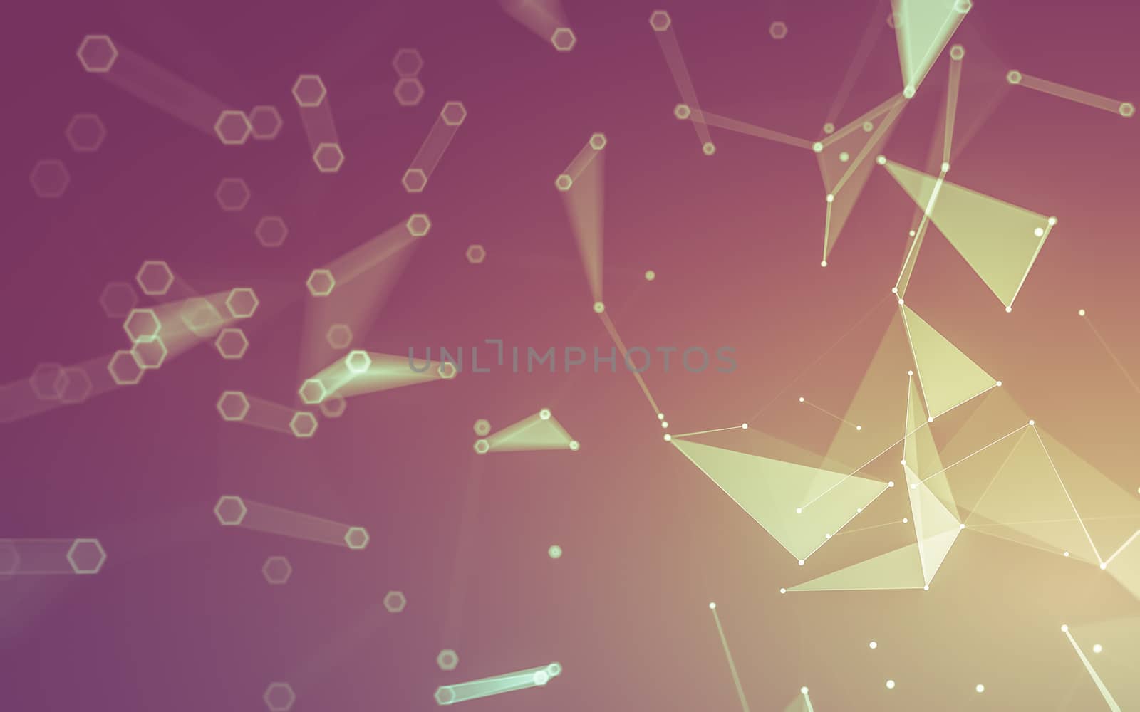 Abstract polygonal space low poly dark background with connecting dots and lines. Connection structure. 3d rendering