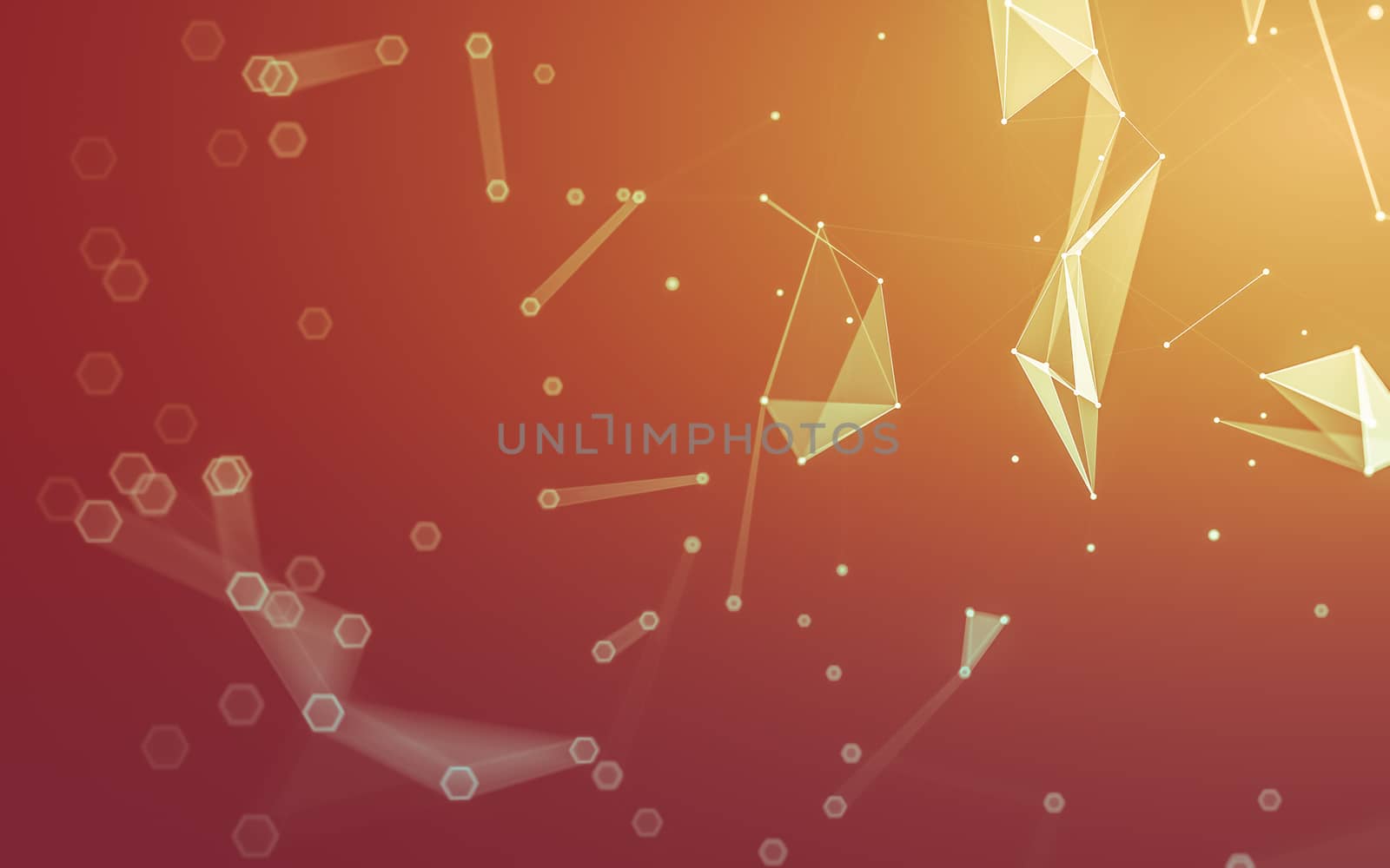 Abstract polygonal space low poly dark background with connecting dots and lines. Connection structure. 3d rendering