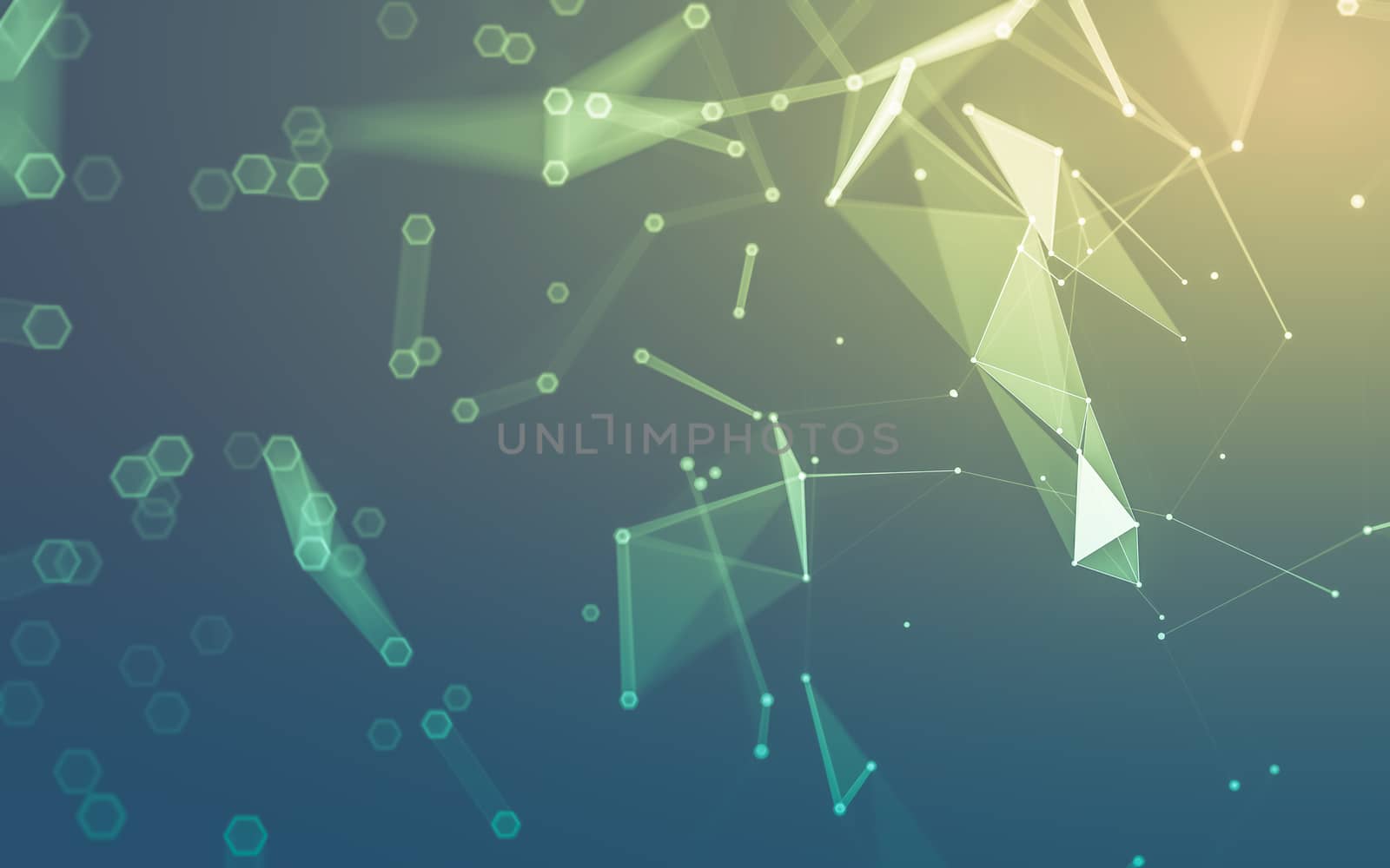 Abstract polygonal space low poly dark background with connecting dots and lines. Connection structure. 3d rendering