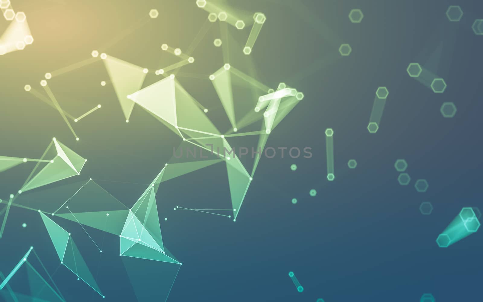 Abstract polygonal space low poly dark background with connecting dots and lines. Connection structure. 3d rendering