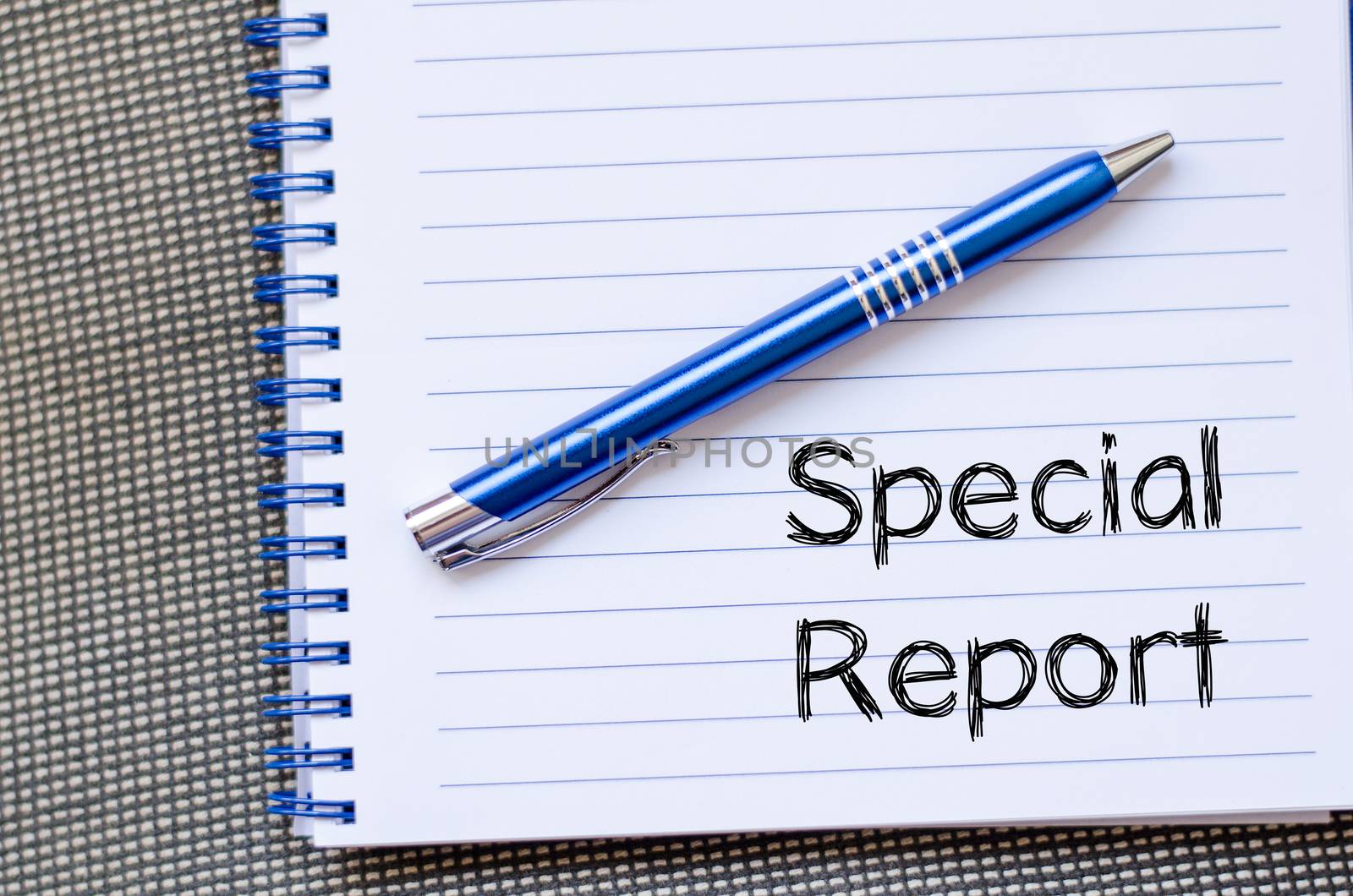 Special report text concept write on notebook