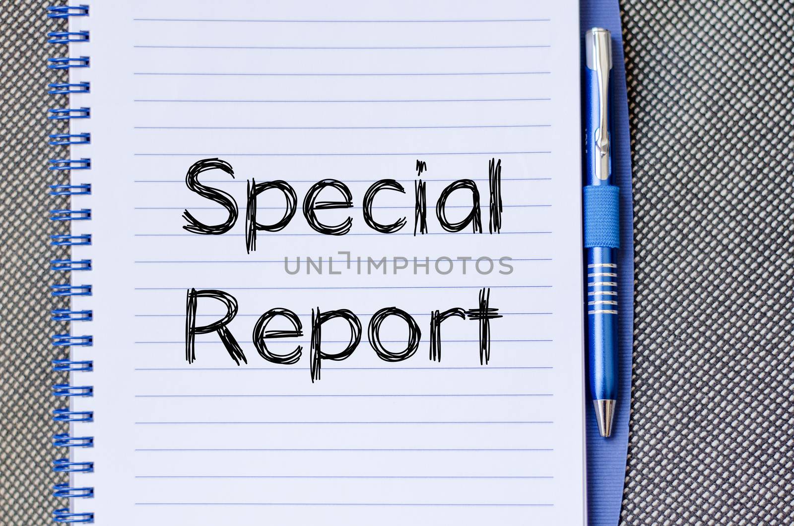 Special report text concept write on notebook